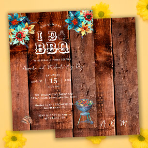 Convite Jantar de Ensaios de Casamento de BBQ no Quintal R