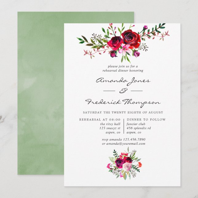 Convite Jantar de Ensaios de Casamento de Outono (Frente/Verso)