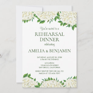 Convite Jantar de Ensaios de Casamento Elegante com Hortên