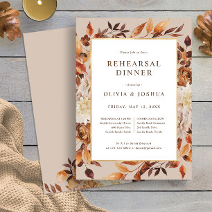 Convite Jantar de Ensaios de Casamento Elegante de Outono
