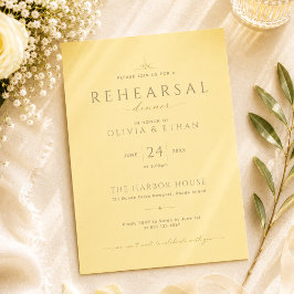 Convite Jantar de Ensaios de Casamento Elegante em Amarelo