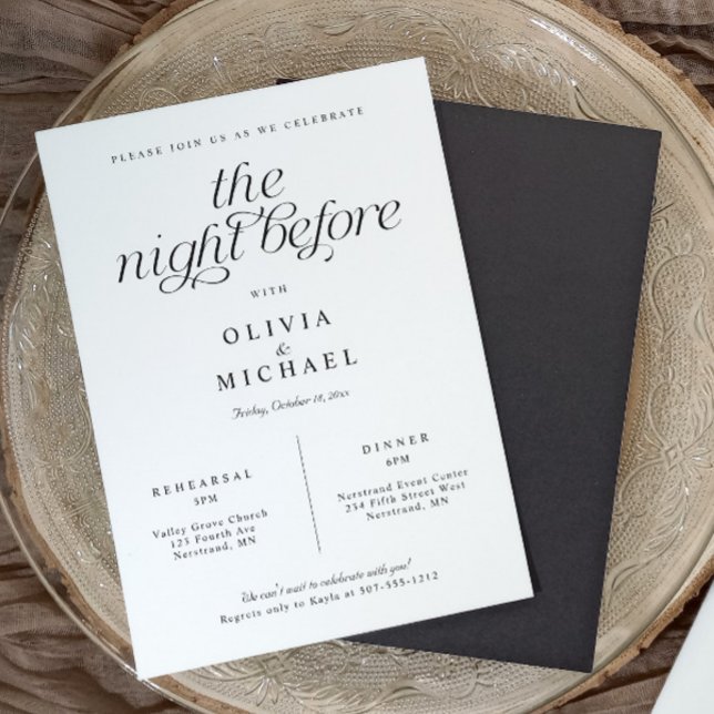 Convite Jantar de Ensaios de Casamento Elegante Simples (Modern rehearsal dinner invitation with matching coasters, styled on a neutral elegant tablescape.)