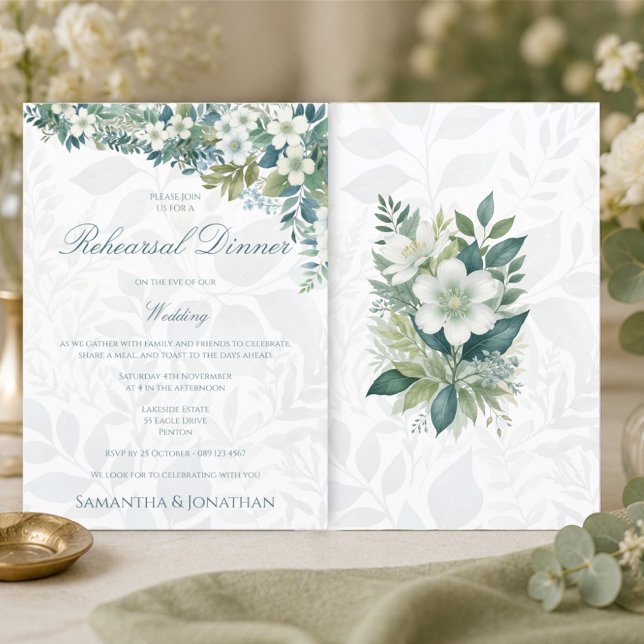 Convite Jantar de Ensaios de Casamento em Verde Salvia Euc (Criador carregado)