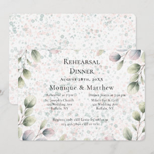Convite Jantar de Ensaios de Casamento Eucalyptus Pink Blu