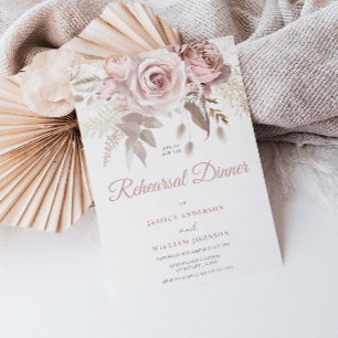 Convite Jantar de Ensaios de Casamento Floral Blush Modern