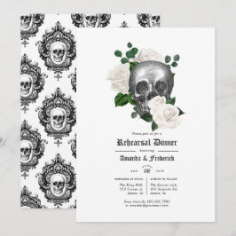 Convite Jantar de Ensaios de Casamento Floral Branco Gótic