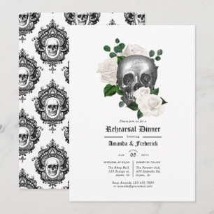 Convite Jantar de Ensaios de Casamento Floral Branco Gótic