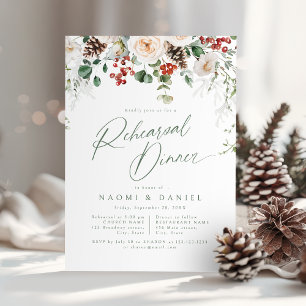 Convite Jantar de Ensaios de Casamento Floral de Inverno F