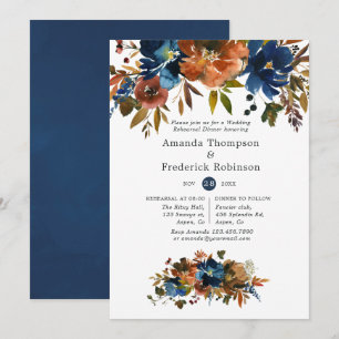 Convite Jantar de Ensaios de Casamento Floral Gengibre e A