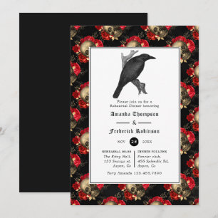 Convite Jantar de Ensaios de Casamento Floral Gótico