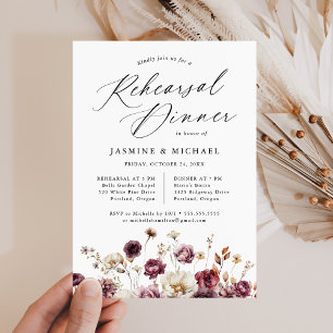 Convite Jantar de Ensaios de Casamento Floral Outonal Rúst