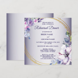 Convite Jantar de Ensaios de Casamento Floral Rosa Dourado
