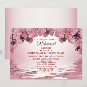Convite Jantar de Ensaios de Casamento Floral Rosa na Natu