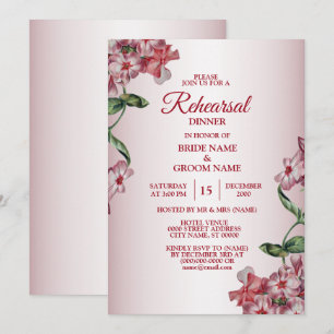 Convite Jantar de Ensaios de Casamento Floral Verde Rosa V