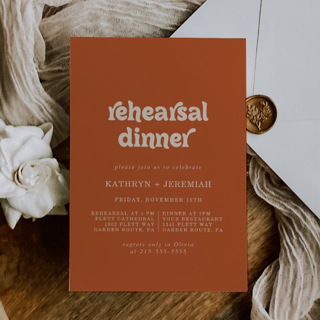 Convite Jantar de Ensaios de Casamento Formal Simples de T (Criador carregado)