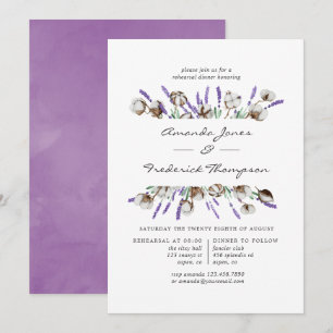 Convite Jantar de Ensaios de Casamento Lavanda e Algodão