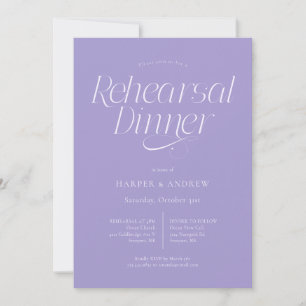 Convite Jantar de Ensaios de Casamento Minimalista Violeta