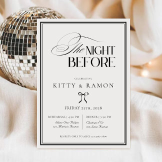 Convite Jantar de Ensaios de Casamento na Noite Anterior a