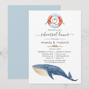 Convite Jantar de Ensaios de Casamento Náutico Baleia