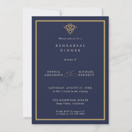 Convite Jantar de Ensaios de Casamento Old Money Azul Mari
