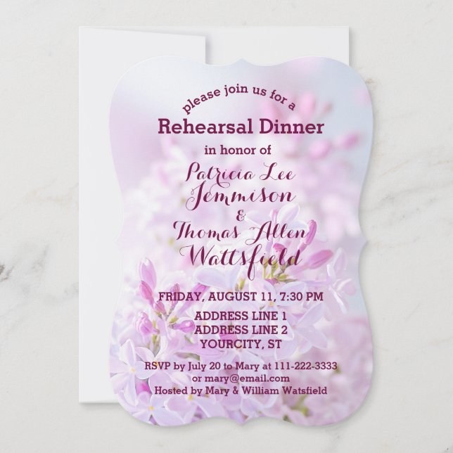 Convite Jantar de Ensaios de Casamento personalizável (Frente)