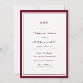 Convite Jantar de Ensaios de Casamento Quadro Burgundy Ele