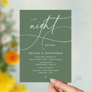 Convite Jantar de Ensaios de Casamento Romântico na Noite 