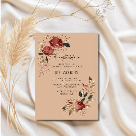 Convite Jantar de Ensaios de Casamento Rosa Borgonha Outon