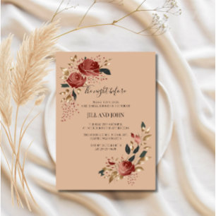 Convite Jantar de Ensaios de Casamento Rosa Borgonha Outon