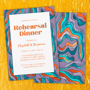 Convite Jantar de Ensaios de Casamento Roxo Ondulado Groov