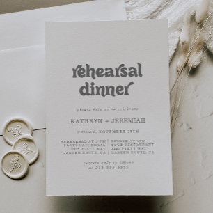 Convite Jantar de Ensaios de Casamento Simples e Formal
