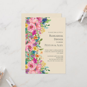 Convite Jantar de Ensaios de Flores Silvestres Coloridas e