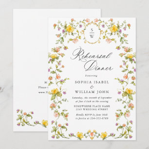 Convite Jantar de Ensaios de Flores Silvestres em Aquarela