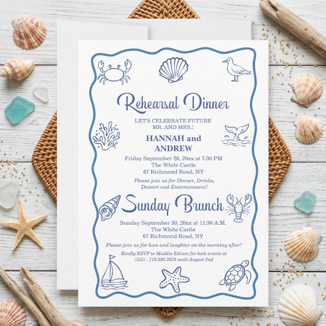 Convite Jantar de Ensaios do Brunch de Domingo da Vida Mar (Criador carregado)