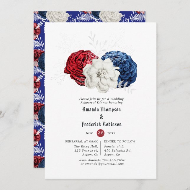 Convite Jantar de Ensaios do Dia 4 de Julho Vermelho Branc (Frente/Verso)