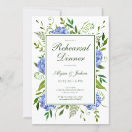 Convite Jantar de Ensaios do Script Blue Hydrangeas