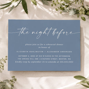Convite Jantar de Ensaios Dusty Blue Gray. Casamento Náuti