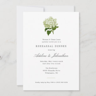 Convite Jantar de Ensaios Elegante com Hortênsia Verde e B