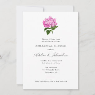 Convite Jantar de Ensaios Elegante Hortênsia Rosa