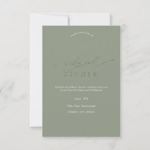 Convite Jantar de Ensaios Elegante Minimalista Verde Sage 