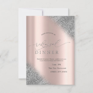 Convite Jantar de Ensaios em Rosa Dourado com Degradê de B