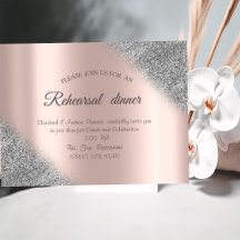 Jantar de Ensaios em Rose Gold com Brilho Prateado