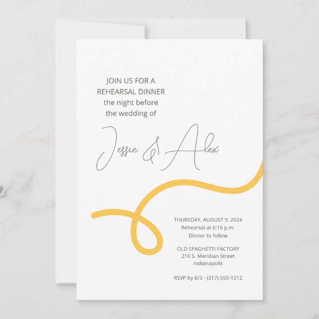 Convite Jantar de Ensaios Espaguete (Frente)