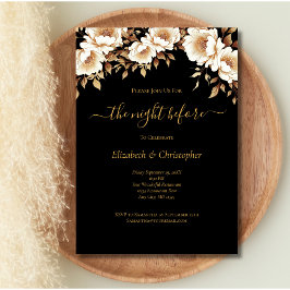 Convite Jantar de Ensaios Florais Black Gold Night Before
