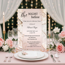 Convite Jantar de Ensaios Florais em Rose Gold Mármore