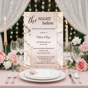 Convite Jantar de Ensaios Florais em Rose Gold Mármore