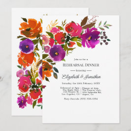 Convite Jantar de Ensaios Florais Roxo e Laranja