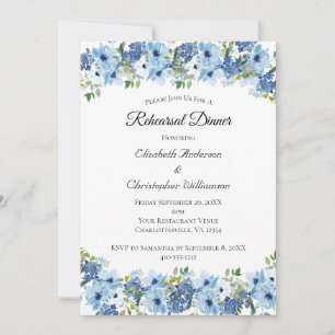 Convite Jantar de Ensaios Floral Aquarela Boho Verde Azul