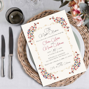 Convite Jantar de Ensaios Floral Botânico de Luxo Paisley