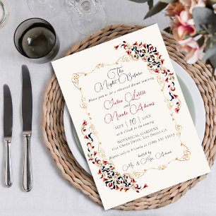 Convite Jantar de Ensaios Floral Botânico de Luxo Paisley
